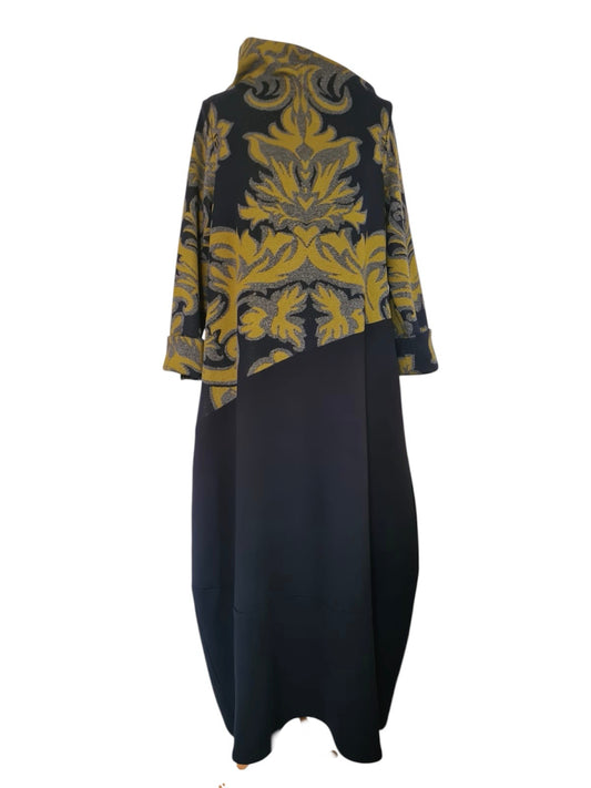 Abito I13 in punto milano con inserti di jersey