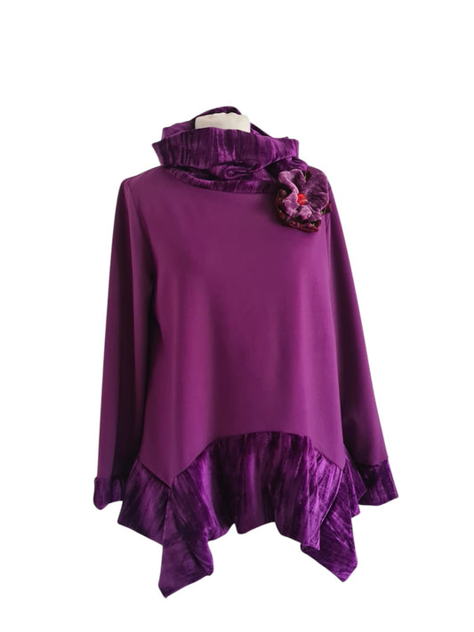 Maglia I16 di punto milano con inserti di velluto