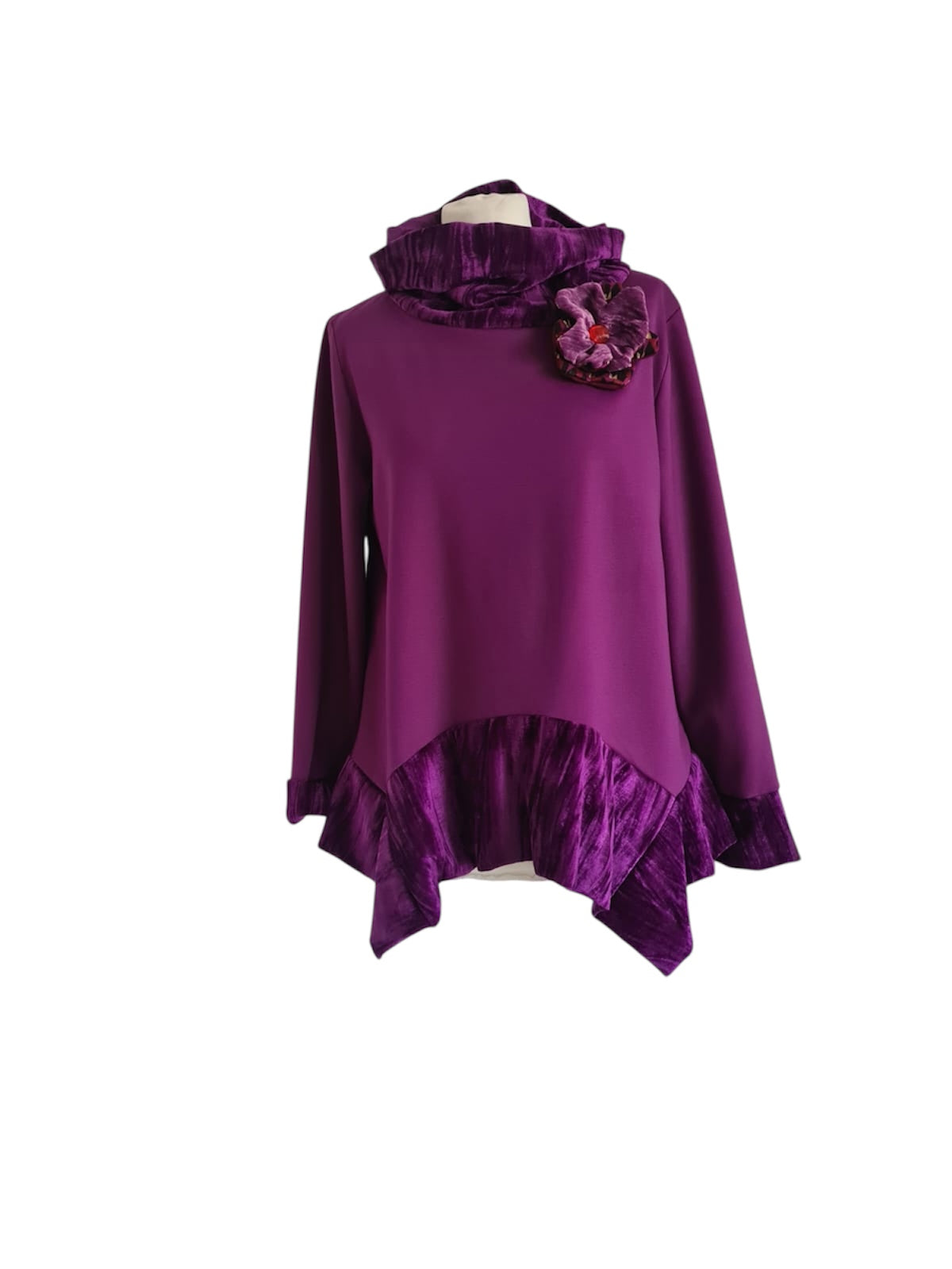 Maglia I16 di punto milano con inserti di velluto