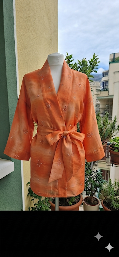 Kimono di seta 100% ricamata